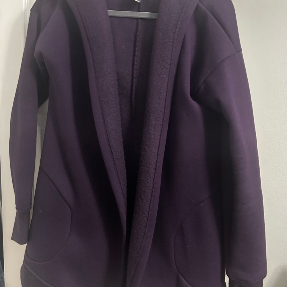 Active Life Plum Hooded Open-Front Jacket
